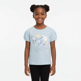 Blue Drop Shoulder Placement Print T Shirt Nawao.com