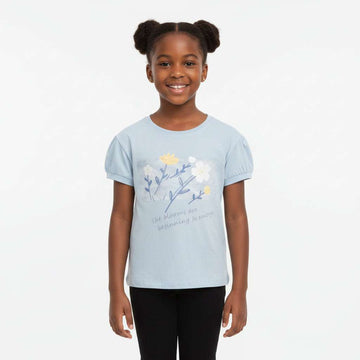 Blue Drop Shoulder Placement Print T Shirt Nawao.com