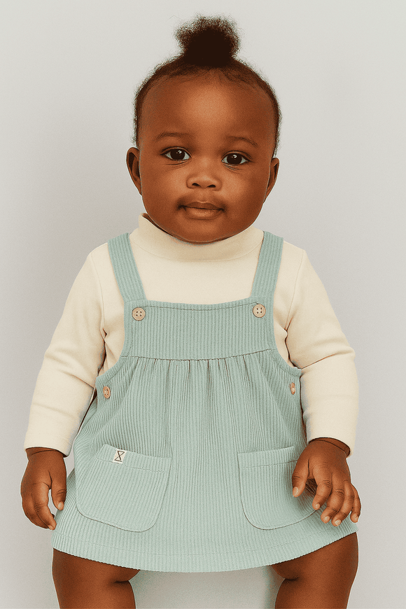 Blue Dungaree Dress With T Shirt Blue Nawao.com