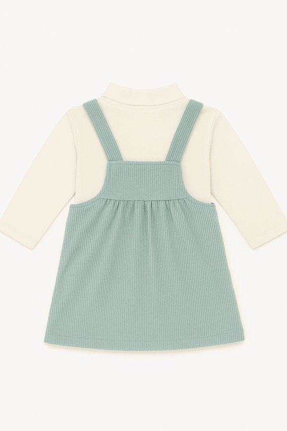 Blue Dungaree Dress With T Shirt Blue Nawao.com