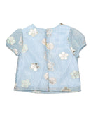 Blue Embroidered Floral Blouse Nawao.com