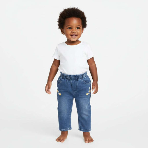Blue Embroidered Jeans Nawao.com