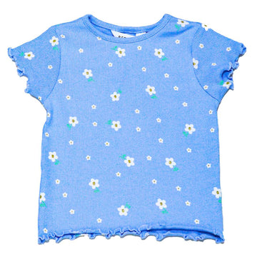 Blue Floral All Over Print T Shirt Nawao.com