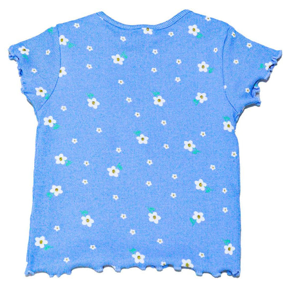 Blue Floral All Over Print T Shirt Nawao.com
