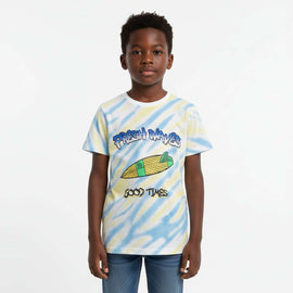 Blue Fresh Waves Tye Dye Tee With Puff Print Blue Nawao.com