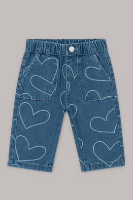 Blue Heart All Over Print Denim Jeans Nawao.com