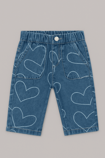 Blue Heart All Over Print Denim Jeans Nawao.com