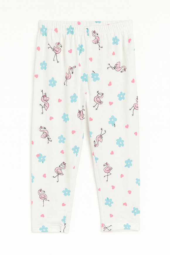 Blue Heart Flamingo Print S S Pajama Sets Assorted Nawao.com