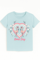 Blue Heart Flamingo Print S S Pajama Sets Assorted Nawao.com