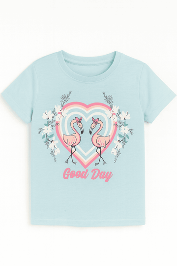 Blue Heart Flamingo Print S S Pajama Sets Assorted Nawao.com