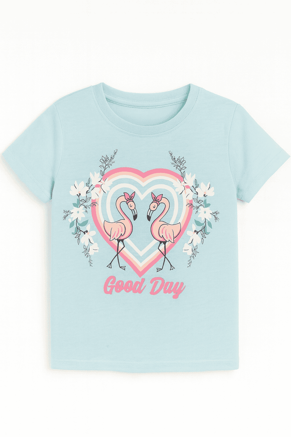 Blue Heart Flamingo Print S S Pajama Sets Assorted Nawao.com