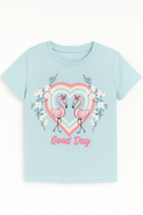 Blue Heart Flamingo Print S S Pajama Sets Assorted Nawao.com