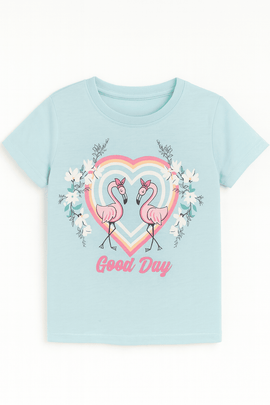 Blue Heart Flamingo Print S S Pajama Sets Assorted Nawao.com