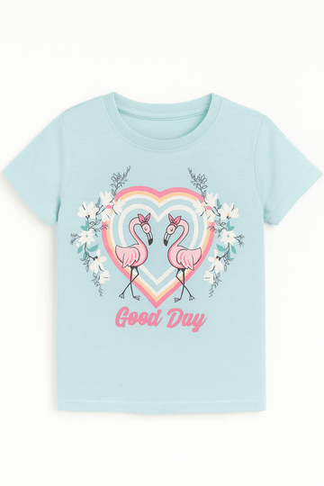 Blue Heart Flamingo Print S S Pajama Sets Assorted Nawao.com