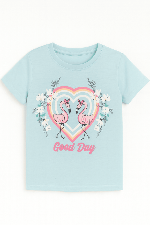 Blue Heart Flamingo Print S S Pajama Sets Assorted Nawao.com