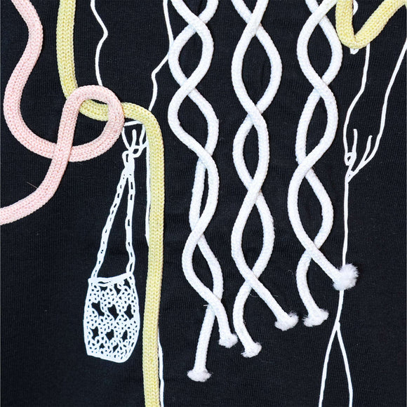 Blue Hello Roping Embellished T Shirt Nawao.com