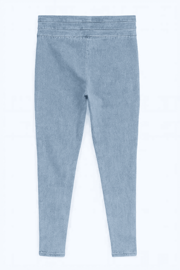 Blue High Waist Button Jeggings Nawao.com