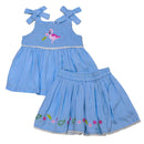 Blue Jacquard Floral Embroidery Set Blue Nawao.com