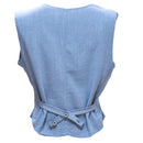 BLUE LINEN BLEND WAISTCOAT Nawao.com
