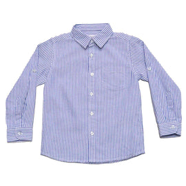 Blue Long Sleeve Stripe Shirt Blue Nawao.com