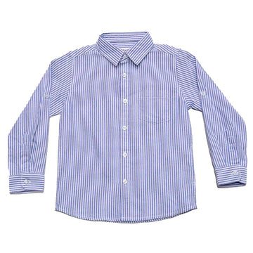 Blue Long Sleeve Stripe Shirt Blue Nawao.com