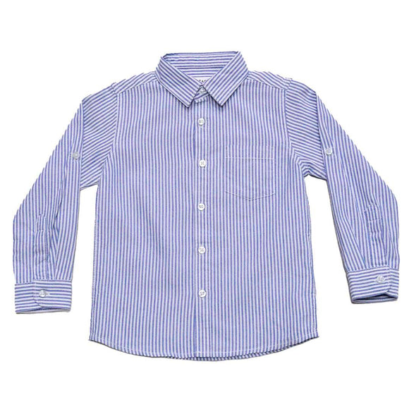 Blue Long Sleeve Stripe Shirt Blue Nawao.com