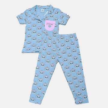 Blue Marie Cat Front Open Aop Pj Nawao.com