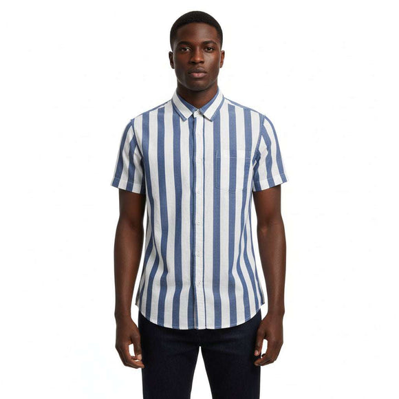 Blue Mens Casual Shirt Blue Small Nawao.com