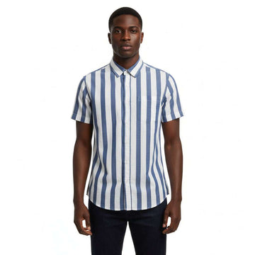 Blue Mens Casual Shirt Blue Small Nawao.com