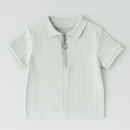 Blue Multi Rib Half Zipper Polo Nawao.com