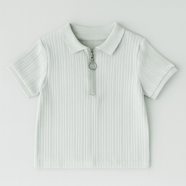 Blue Multi Rib Half Zipper Polo Nawao.com