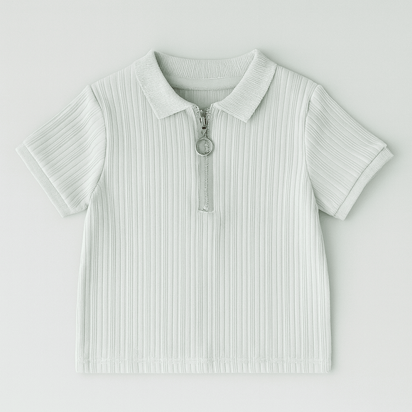 Blue Multi Rib Half Zipper Polo Nawao.com
