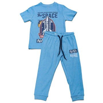 Blue Nasa Short Tee And Long Pyjama Set Nawao.com