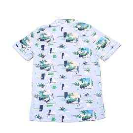 Blue Palm Tree Aop Polo Nawao.com