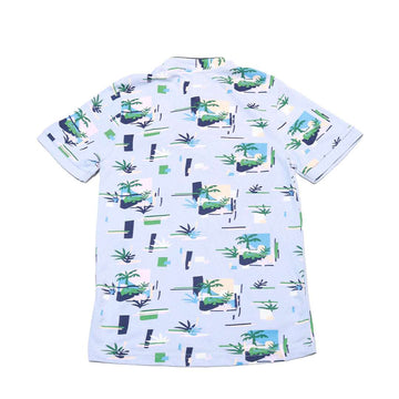 Blue Palm Tree Aop Polo Nawao.com
