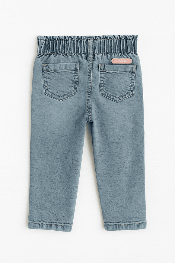 Blue Paperbag Waist Band Jeans Blue Nawao.com