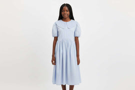 Blue Peterpan Collar Dress Pale Blue Nawao.com