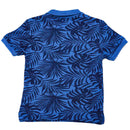 Blue Pique Aop Shortsleeve Polo Nawao.com