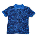 Blue Pique Aop Shortsleeve Polo Nawao.com