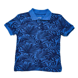 Blue Pique Aop Shortsleeve Polo Nawao.com