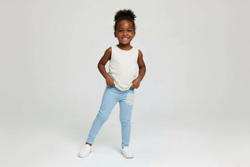 Blue Placement  Print Leggings Blue 2 3 Years Nawao.com