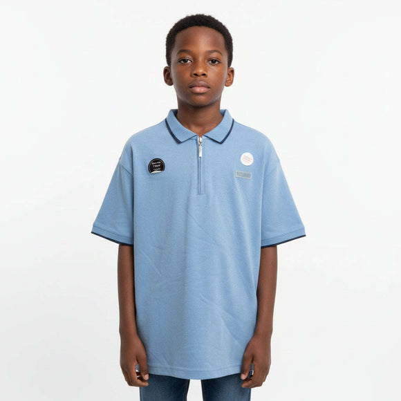 Blue Plain Interlock Polo Blue Nawao.com