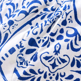 Blue Printed Wide Leg Trousers Nawao.com
