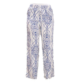 Blue Printed Wide Leg Trousers Nawao.com