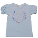Blue Puff Sleeve Print Top Nawao.com