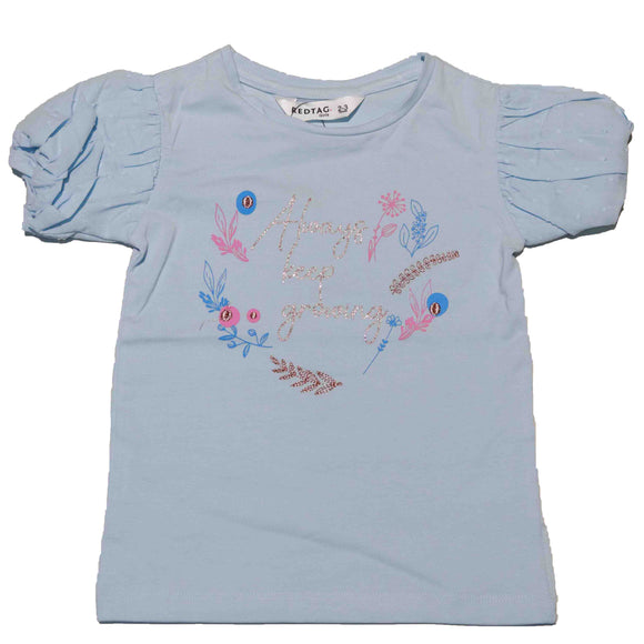 Blue Puff Sleeve Print Top Nawao.com