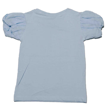 Blue Puff Sleeve Print Top Nawao.com