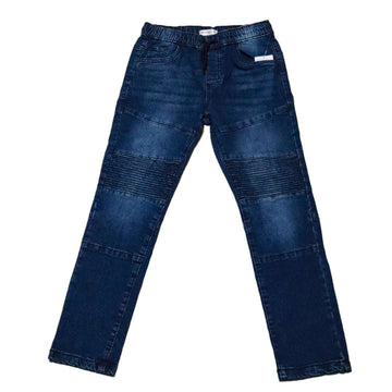 Blue Pullon Biker Knee Jeans Nawao.com
