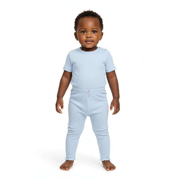 Blue Rib Leggings Nawao.com