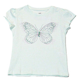 Blue S S Butterfly Sequins Work T Shirt Nawao.com